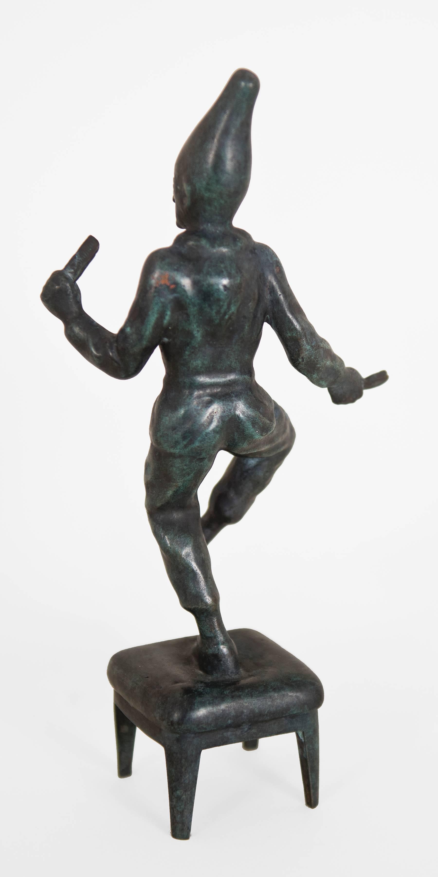 Young Punch Dances with a Brush and Comb - Contemporary Sculpture by Robert Taplin