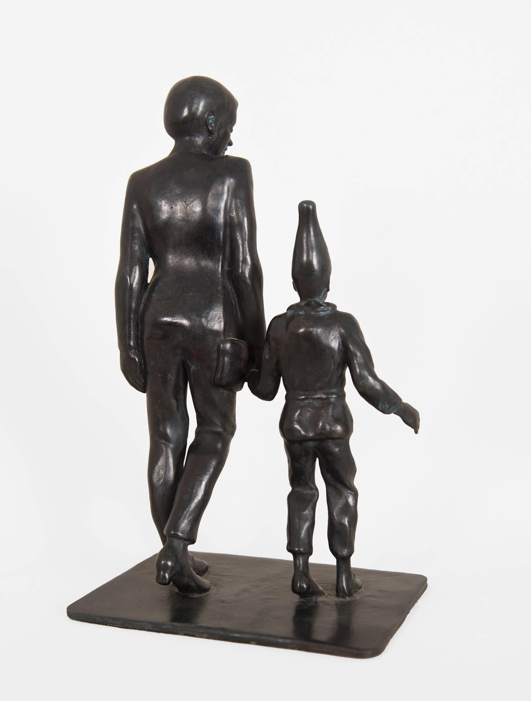Young Punch Goes Shopping with His Mother - Sculpture by Robert Taplin