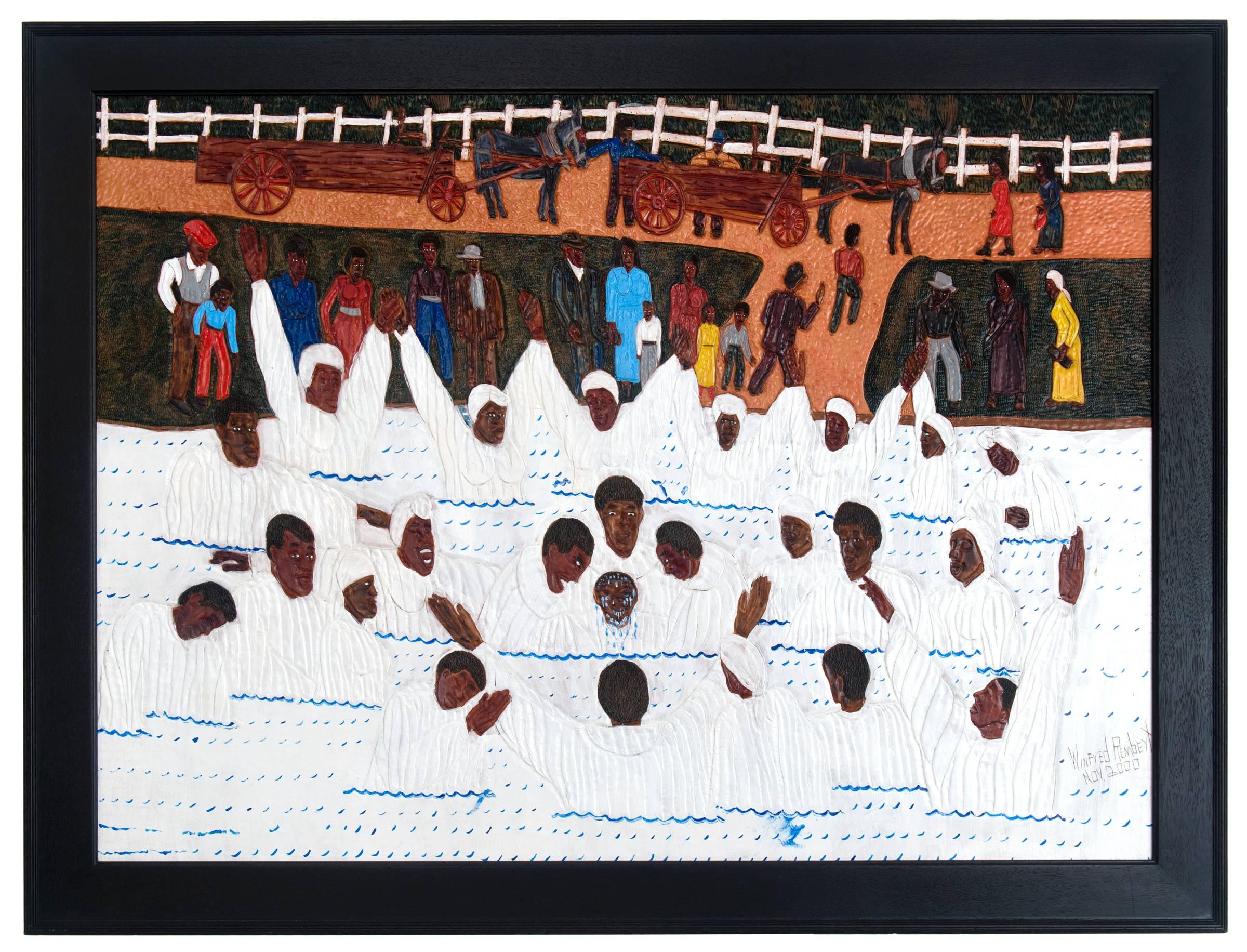 Winfred Rembert Figurative Painting - River Baptism