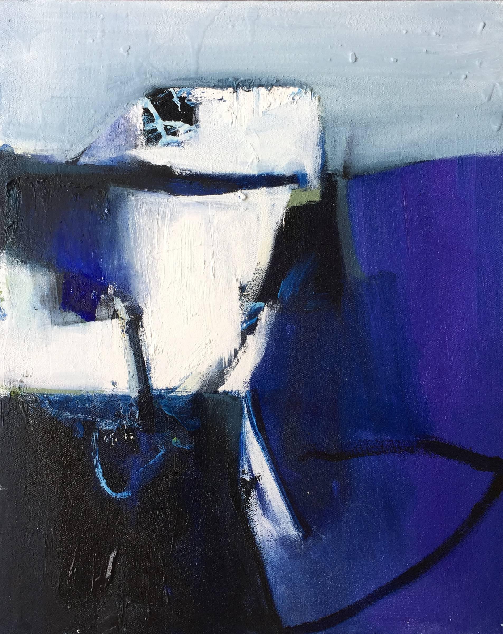 Emilia Dubicki Abstract Painting - Boatyard Blues