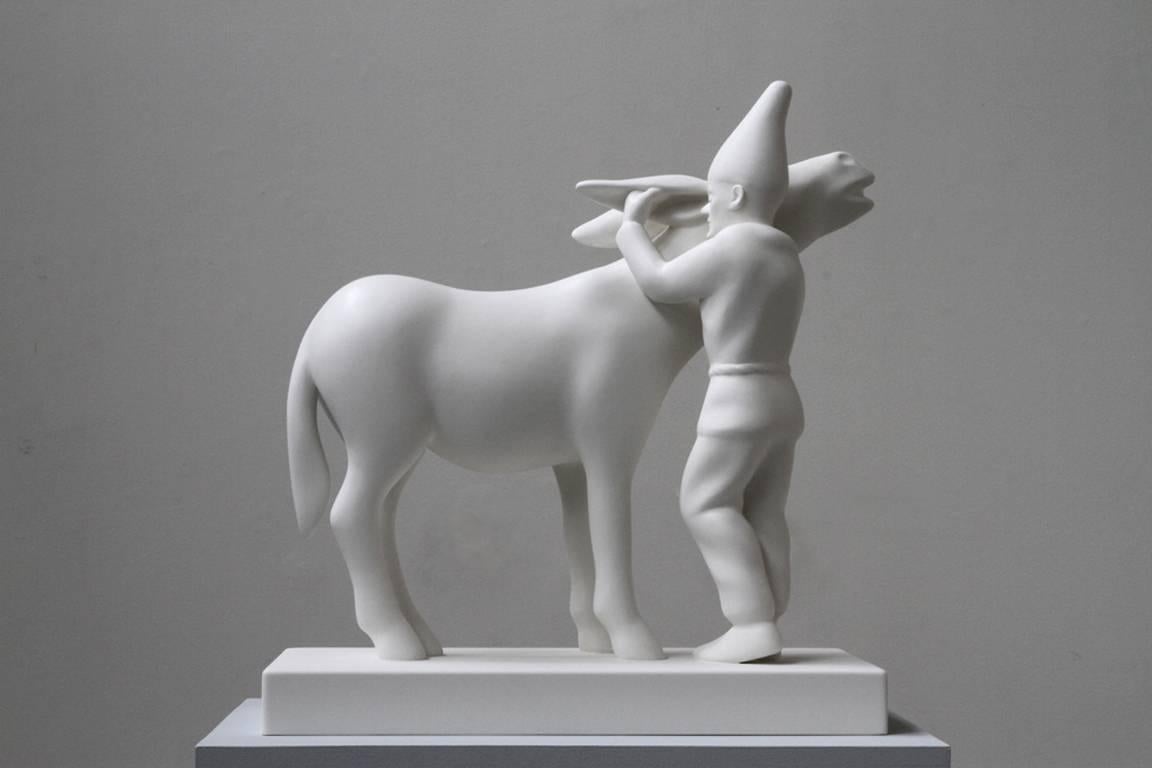 Robert Taplin Still-Life Sculpture - Young Punch Scratches His Burro's Ears