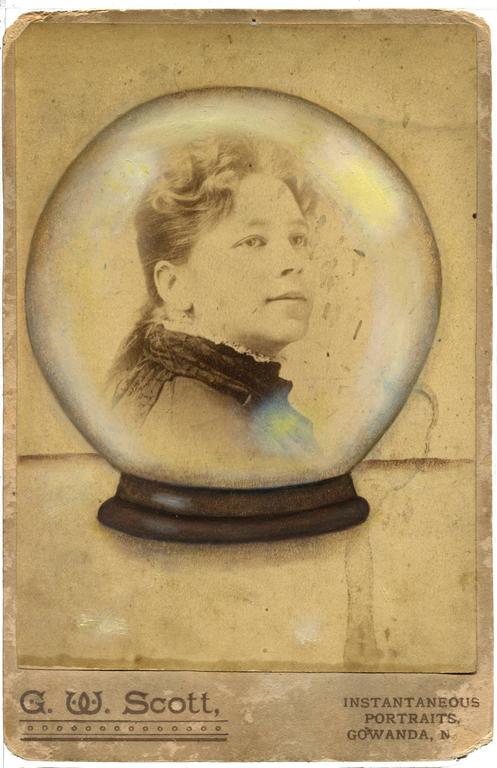 Jana Paleckova Portrait Painting - Untitled, Portrait of Woman in Crystal Ball