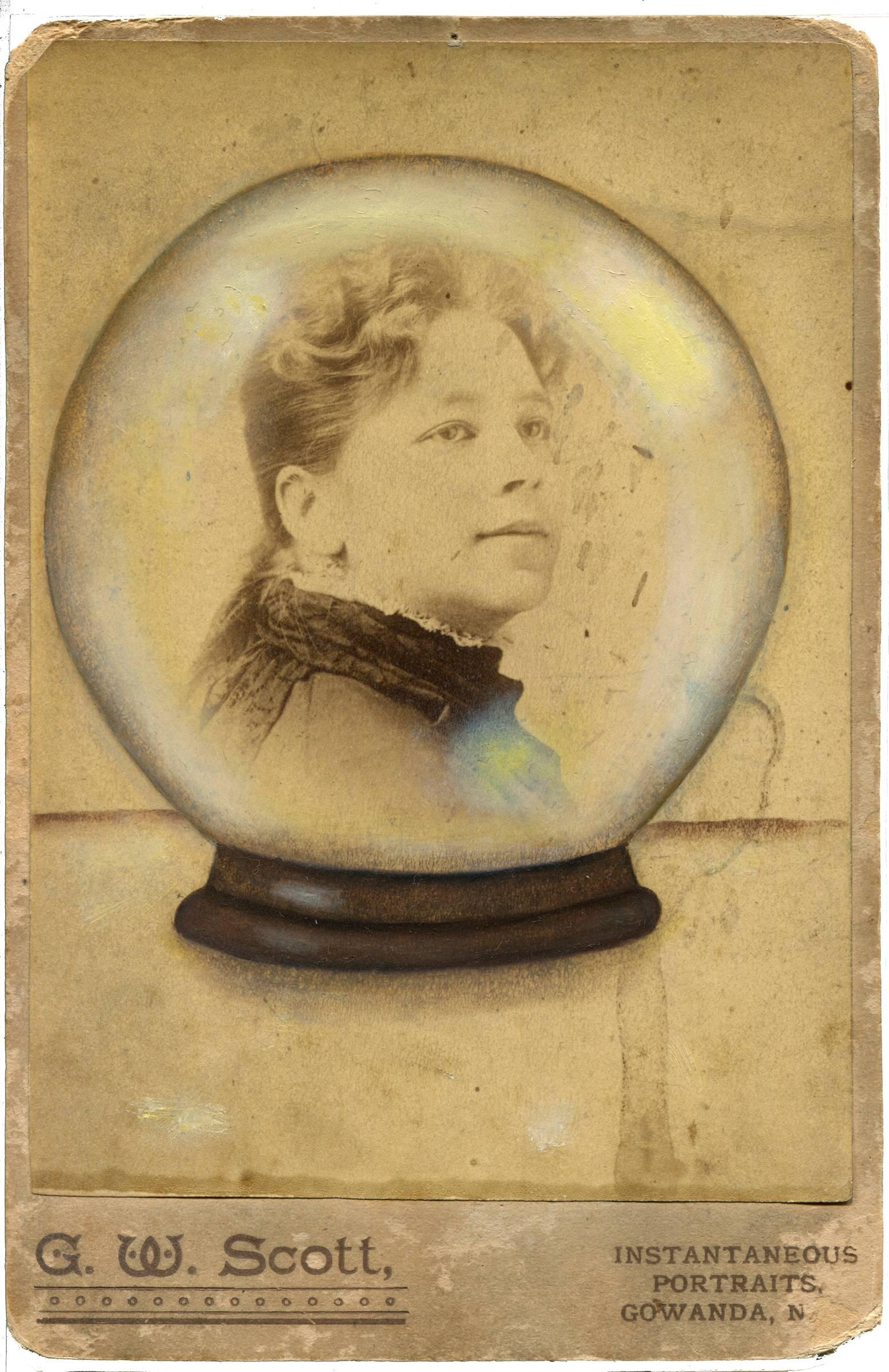 Jana Paleckova Figurative Photograph - Untitled, Portrait of Woman in Crystal Ball