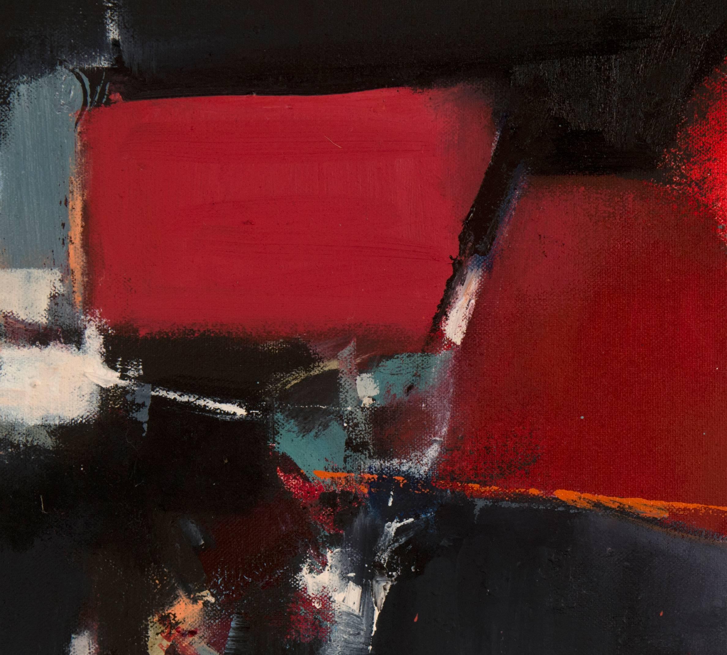 Red Study - Black Abstract Painting by Emilia Dubicki