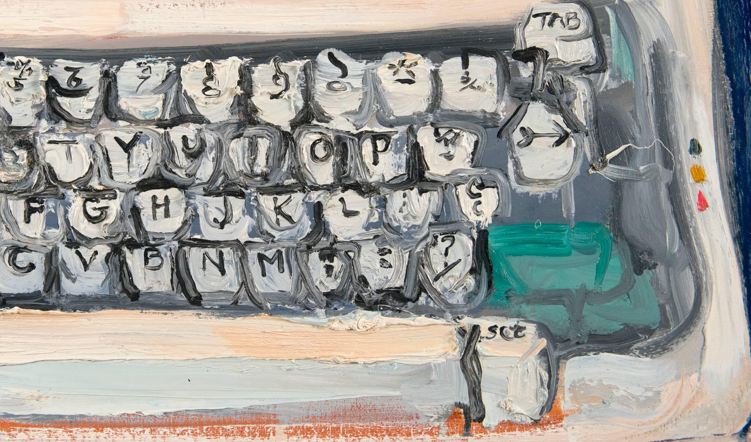 Modern Typewriter - Brown Interior Painting by Sam Messer