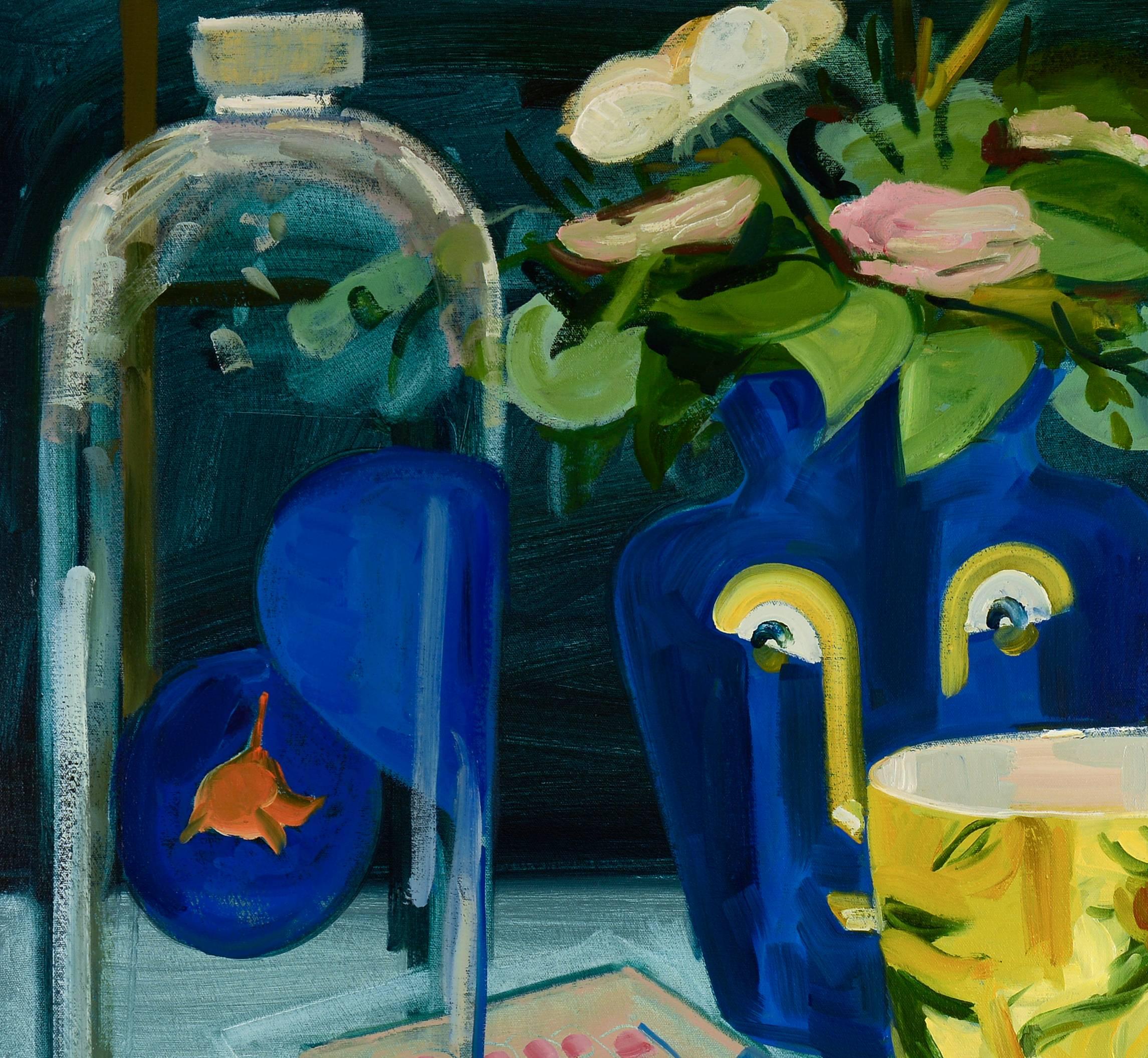 untitled (still life with vase, mug and water bottle) - Contemporary Painting by Lauren Whearty