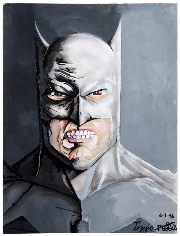 Tizzie Mills Portrait Painting - Untitled (Batman Close Up)
