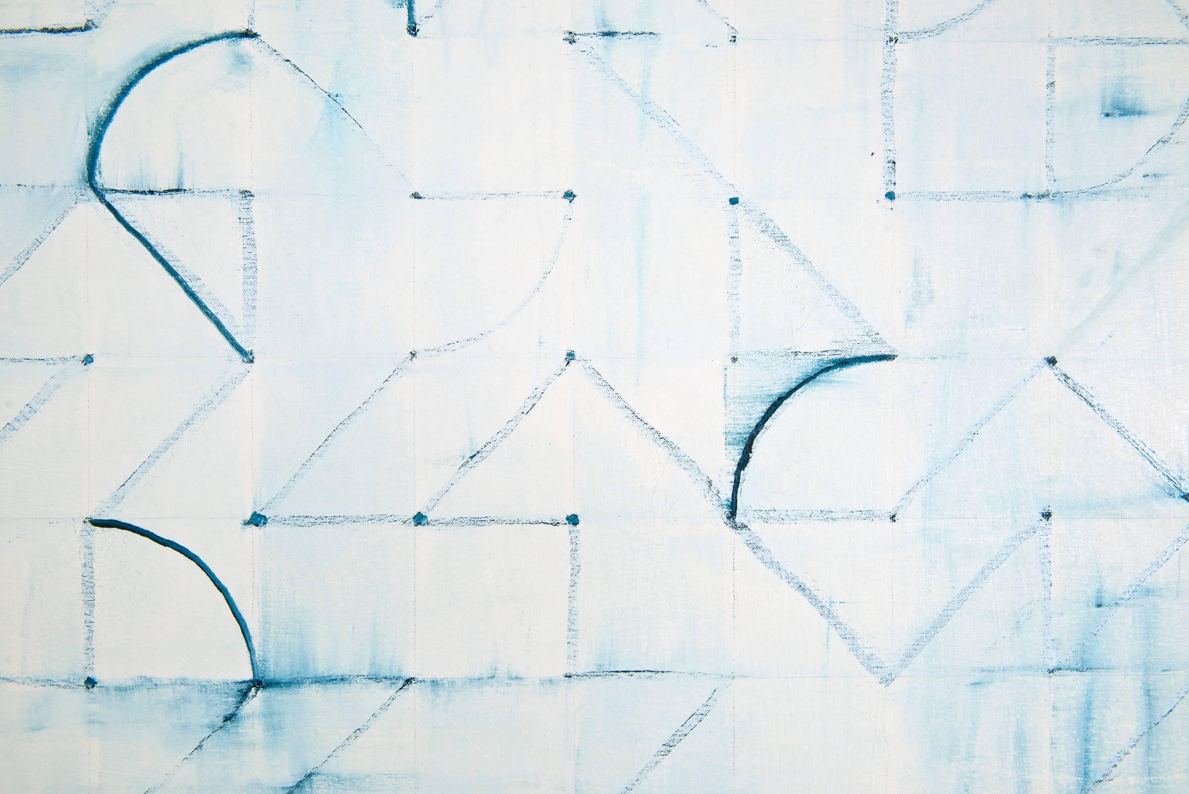 Blue Arc - Gray Abstract Painting by Power Boothe