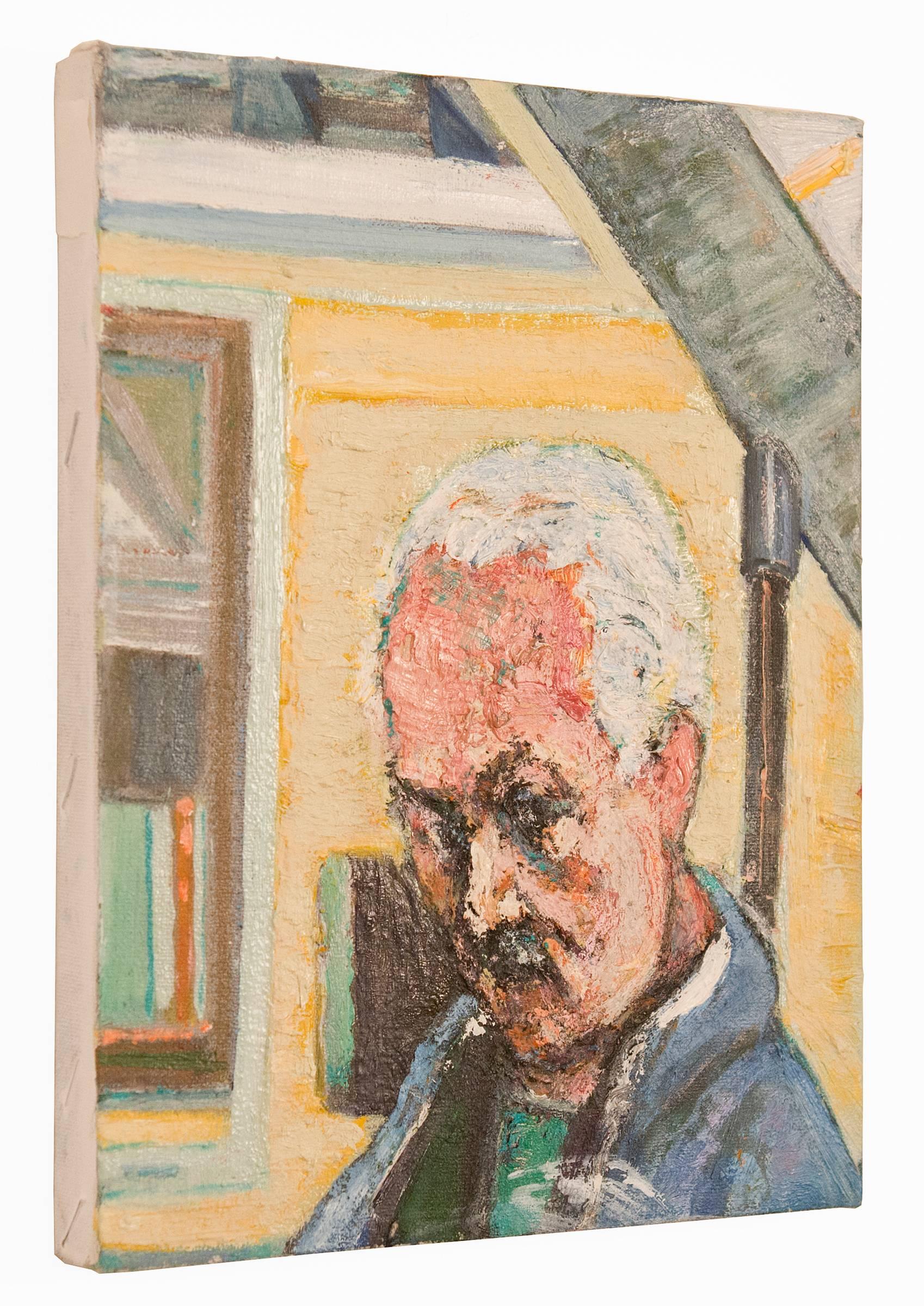 Self-Portrait in Studio - Painting by Bernard Chaet