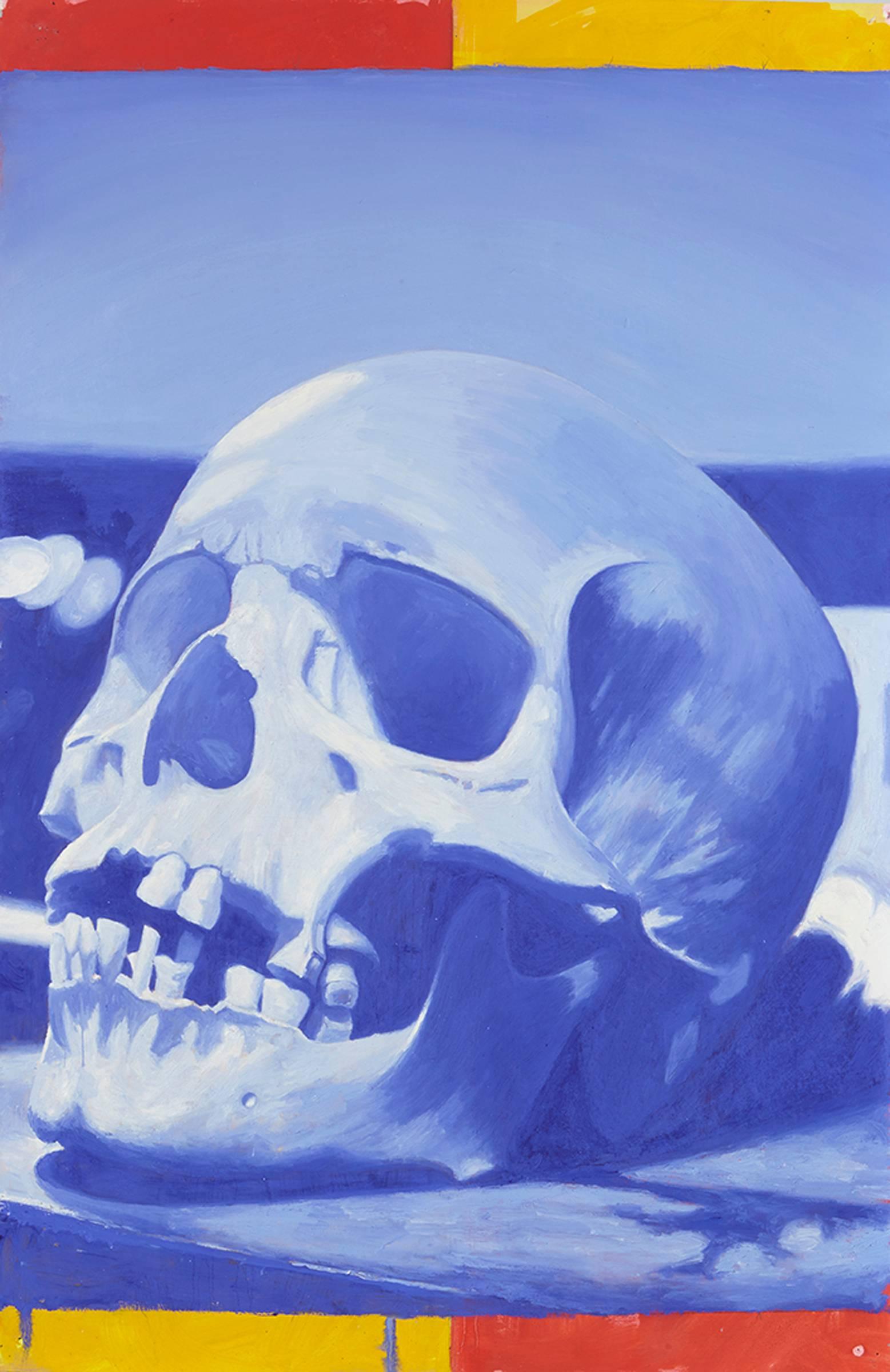 Six Skulls - Brown Still-Life Painting by John Keefer
