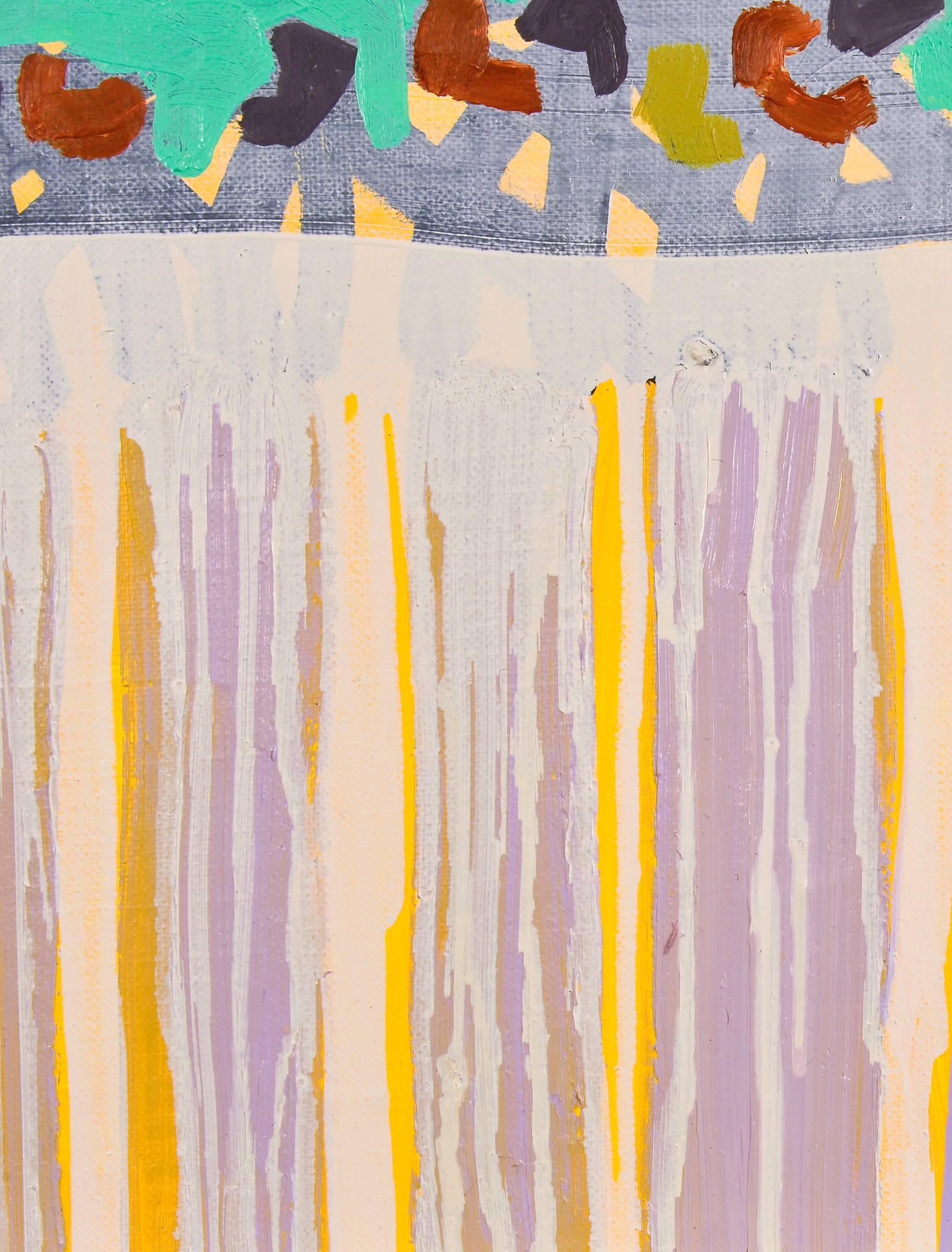 Weeping Willow - Beige Abstract Painting by Becky Yazdan