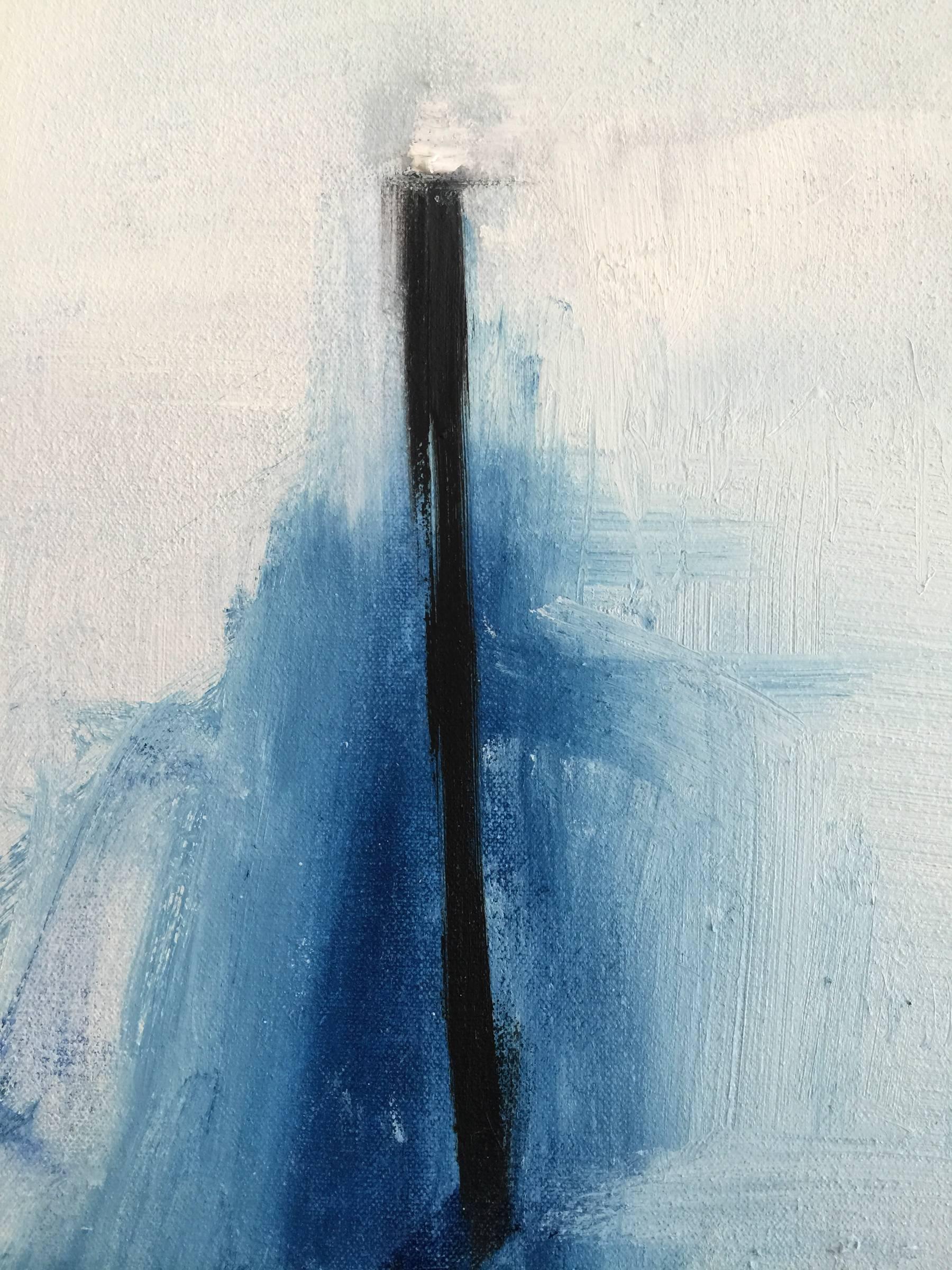 The Blue Motel Fading - Abstract Painting by Emilia Dubicki