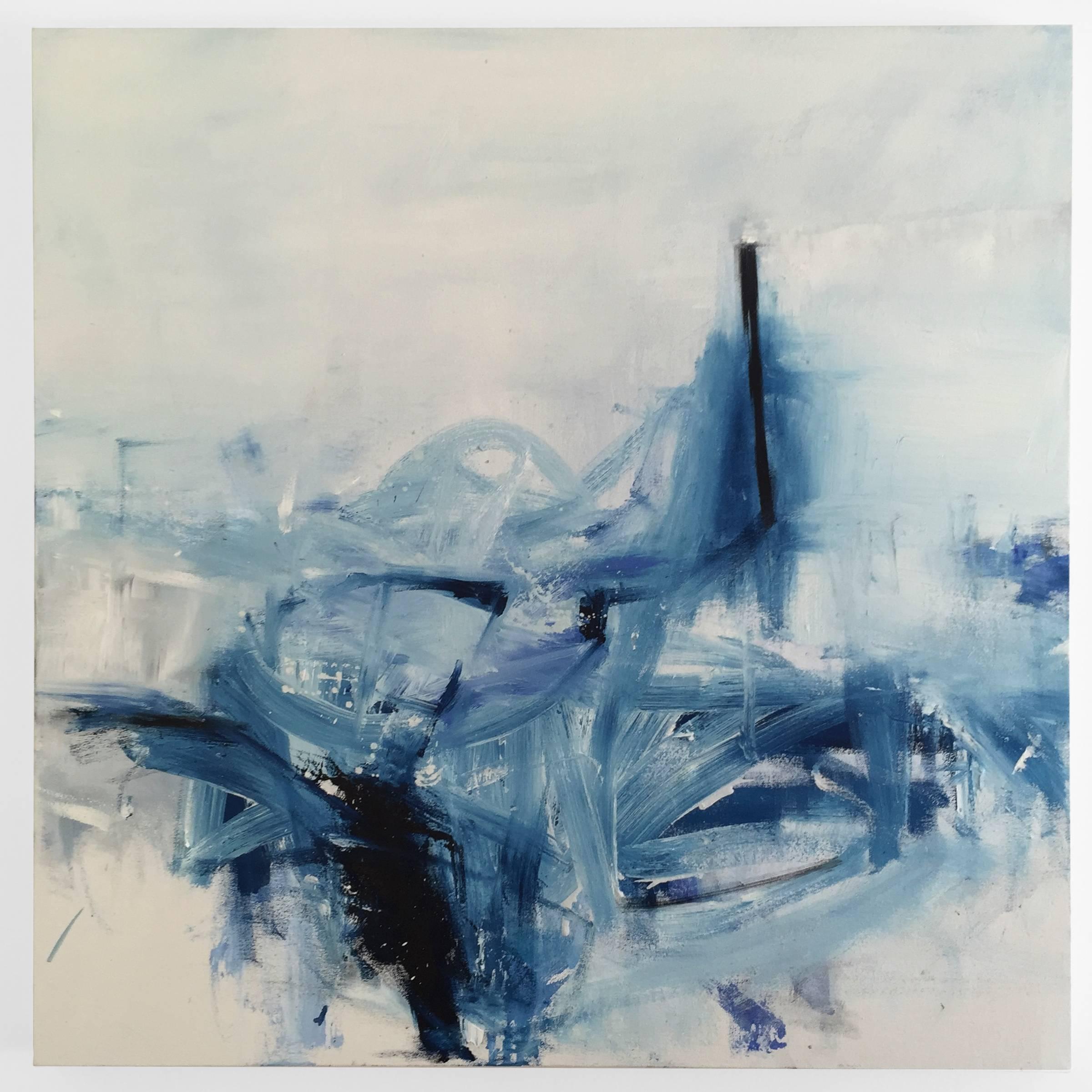 Emilia Dubicki Landscape Painting - The Blue Motel Fading