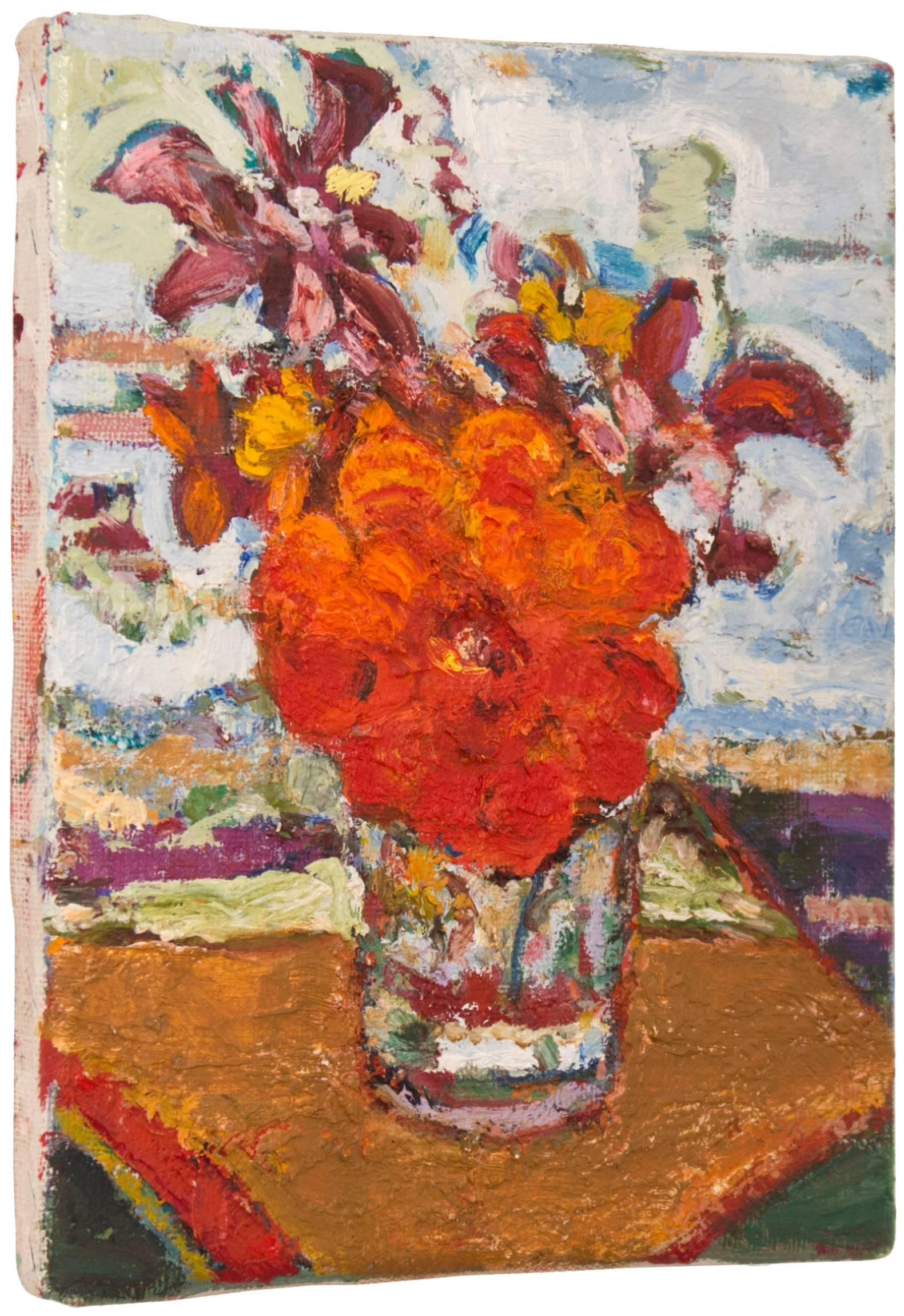 Red Flowers - Painting by Bernard Chaet