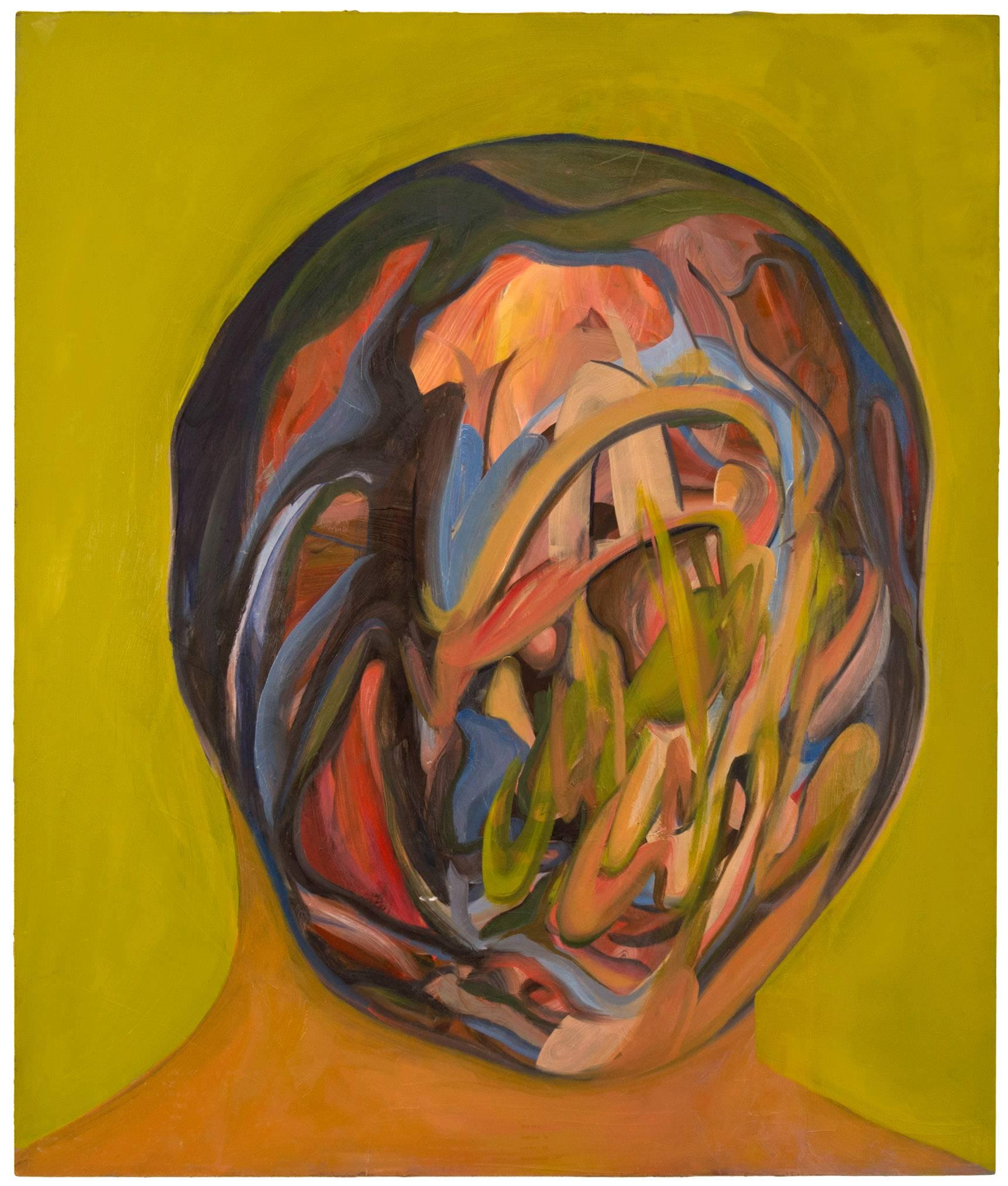 Jeremiah Palecek Portrait Painting - Untitled (Lime Green)
