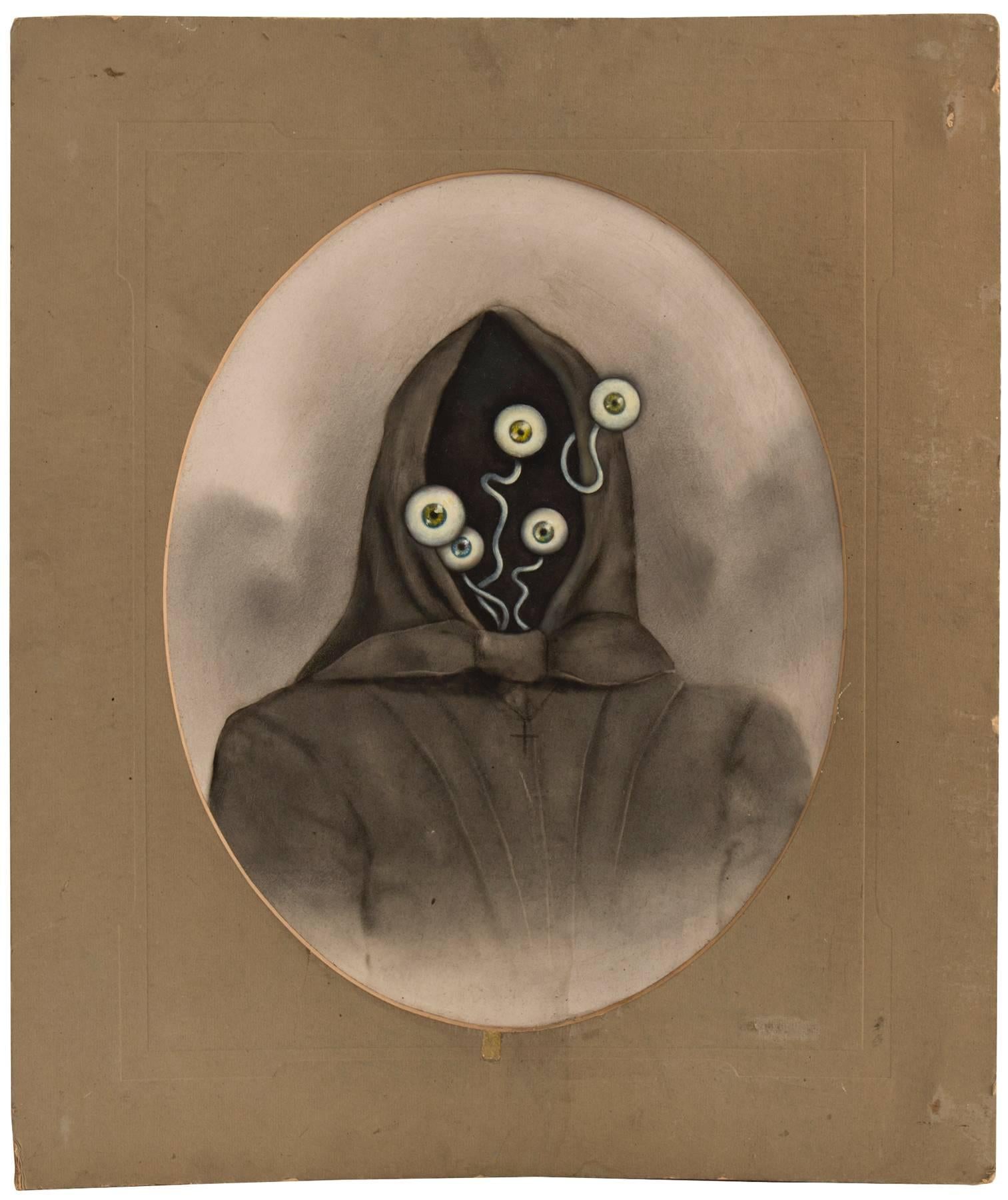 Untitled (Cloaked Figure with Five Eyes) - Mixed Media Art by Jana Paleckova