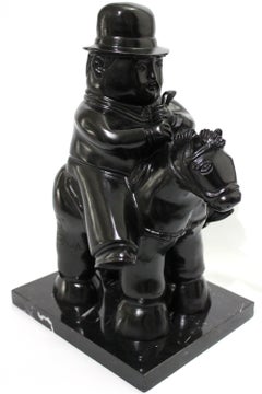 After Botero Bronze Sculpture of Man on Horse, Dark Patina, Edition 50 beautiful