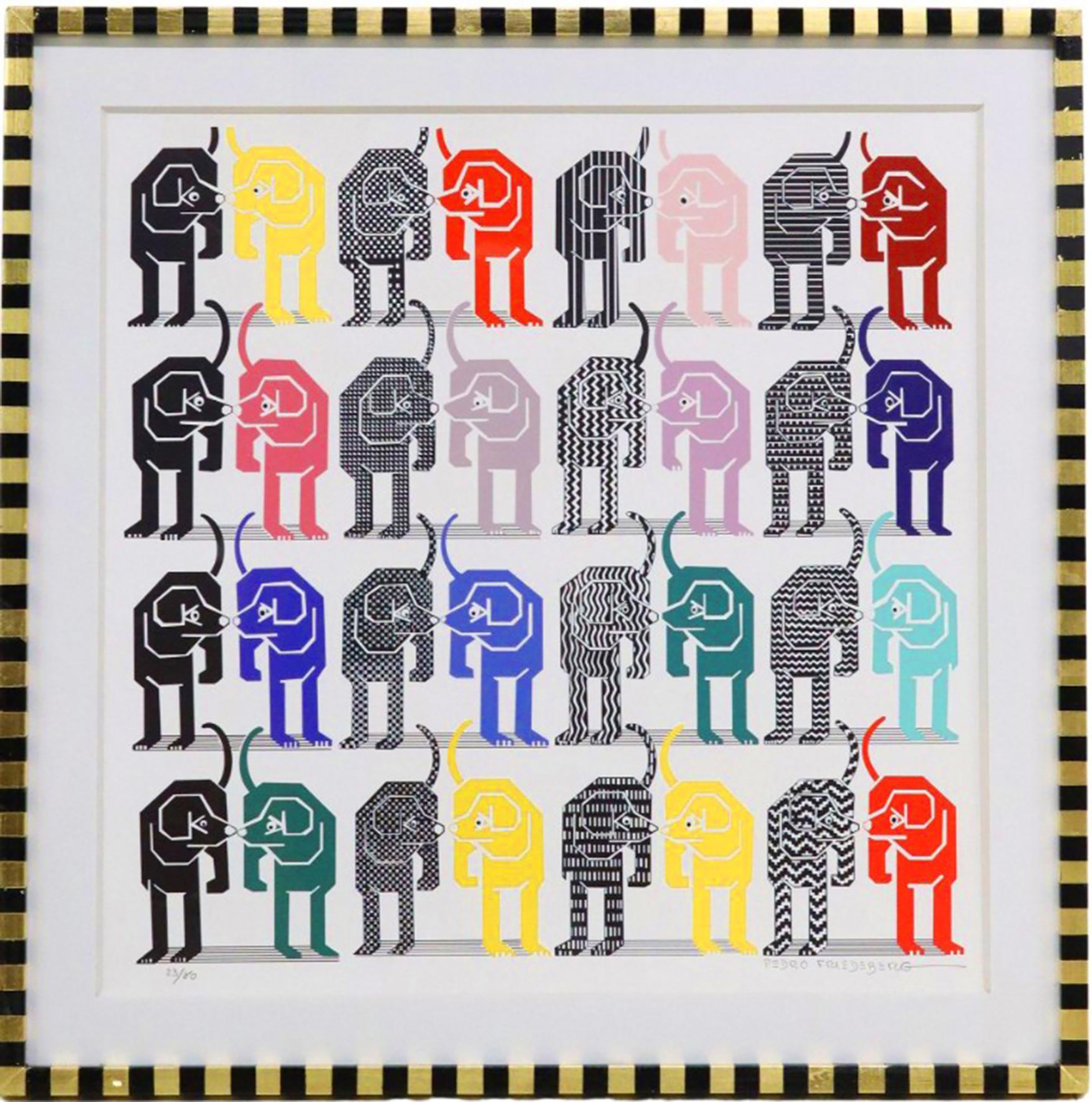 Pedro Friedeberg Abstract Print - Loteria Canina Silkscreen Print, Surrealist Style, Framed, 2012, Signed