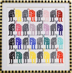 Loteria Canina Silkscreen Print, Surrealist Style, Framed, 2012, Signed