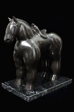 After Botero Bronze Horse with Saddle Sculpture, Contemporary Edition of 50