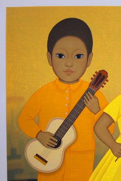 Gustavo Montoya “Músicos” Portrait of Mexican Children with Guitar and Violin