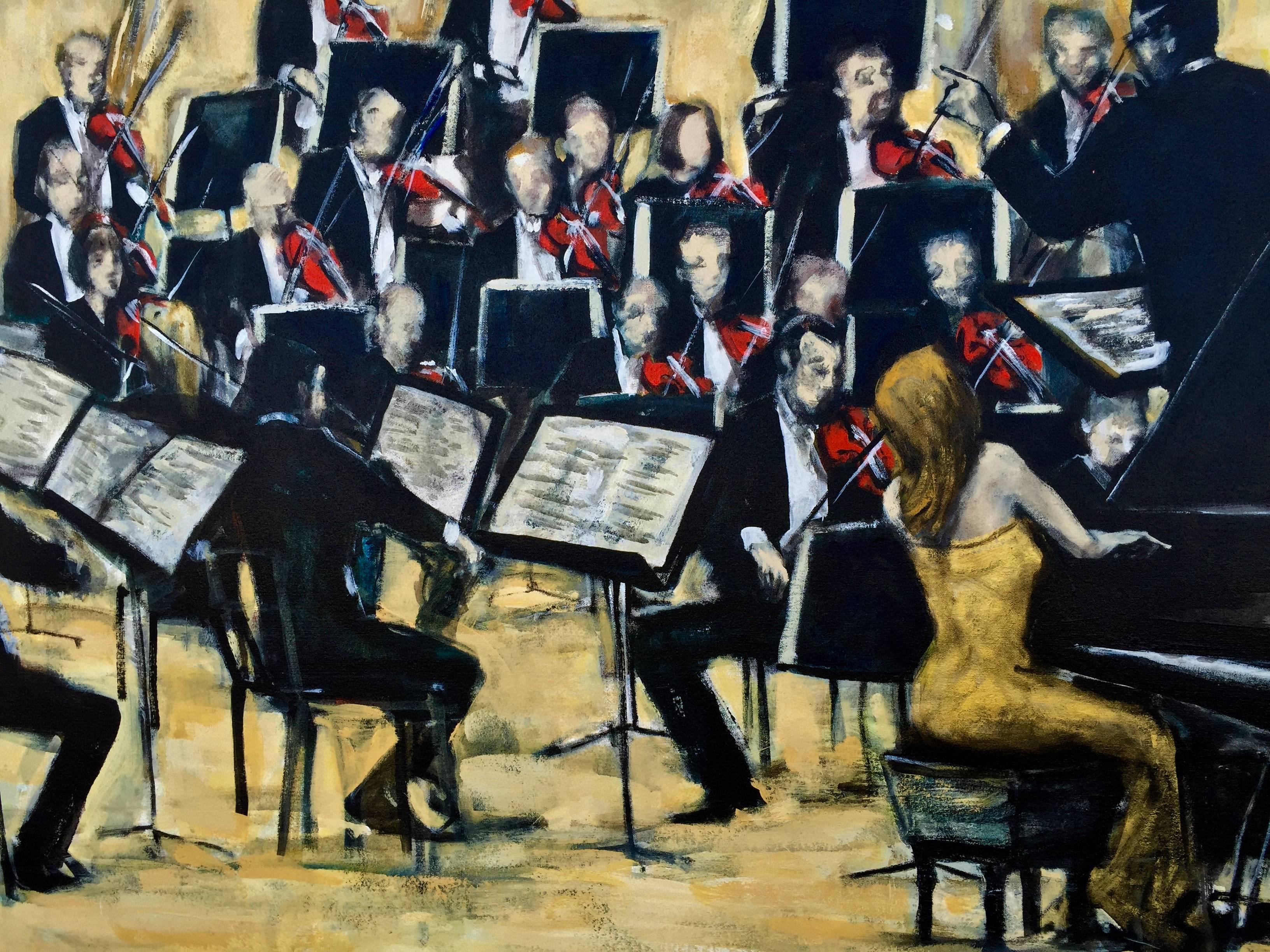 An absolutely magnificent painting by the noted Mexican Artist Ernesto Seco (1958-2011). This orchestral scene was commissioned by our client. It is Large approximately 77.5 inched by 55.5 inches tall and 1.5 inches wide. It is signed lower Right.