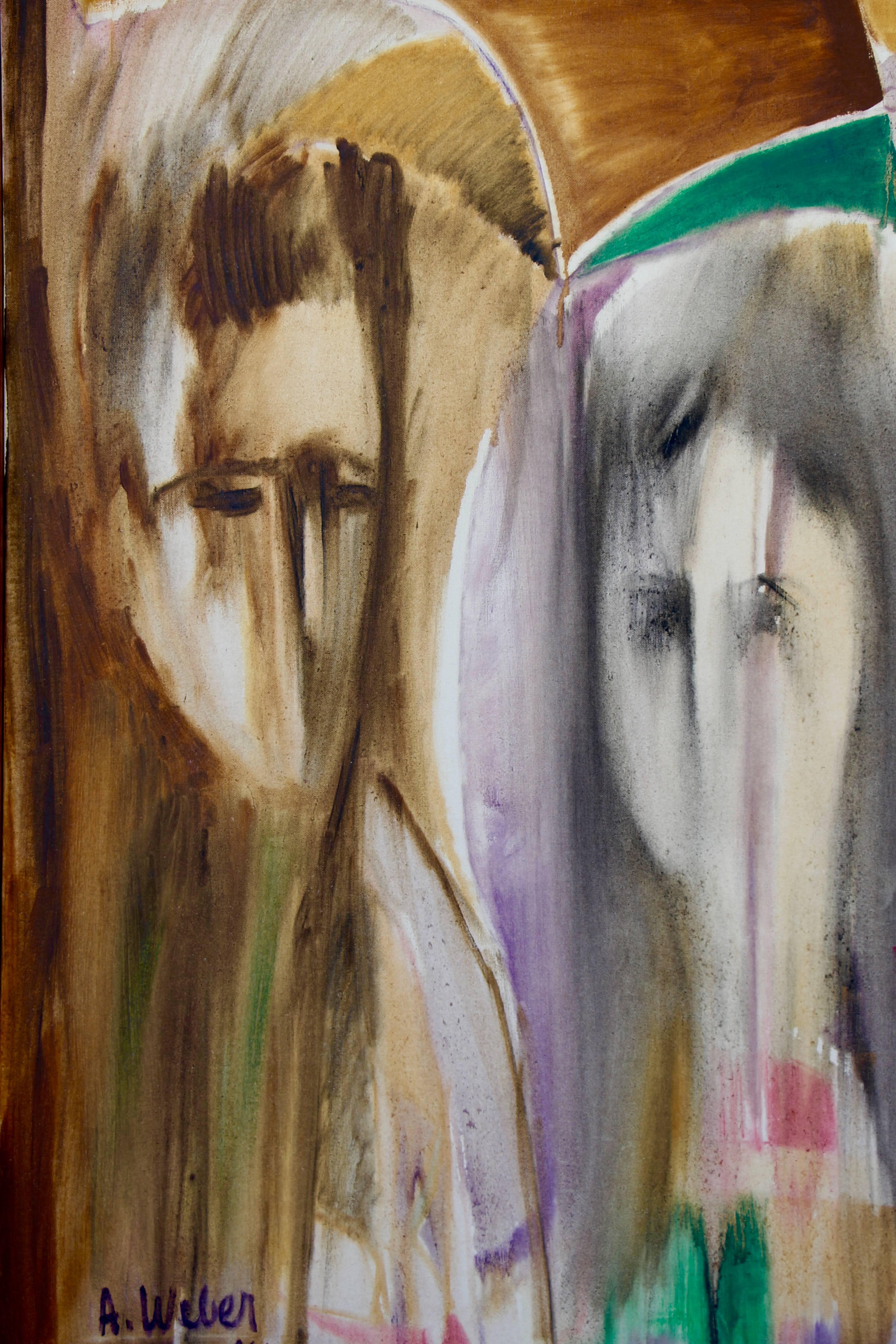 due volti - Painting Espressionismo astratto di Arnold Weber