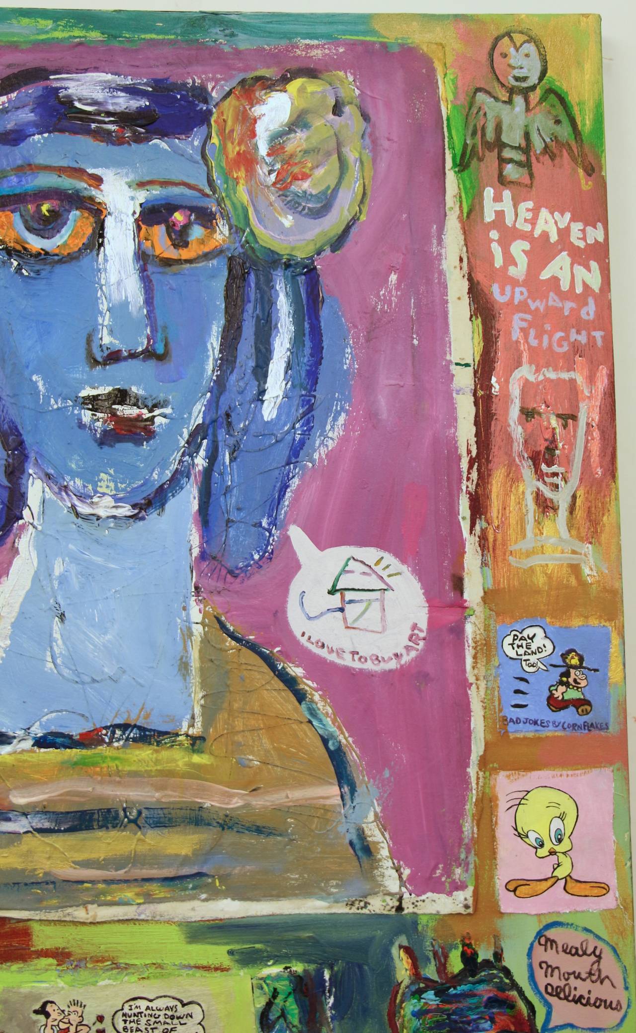 Das unglaublich detaillierte Werk ist auf der Unterseite von Richard Stolurow signiert. Es ist ein wunderbares Beispiel für die Graffiti-Pop-Kunst. Schauen Sie sich die Details des Werks an.