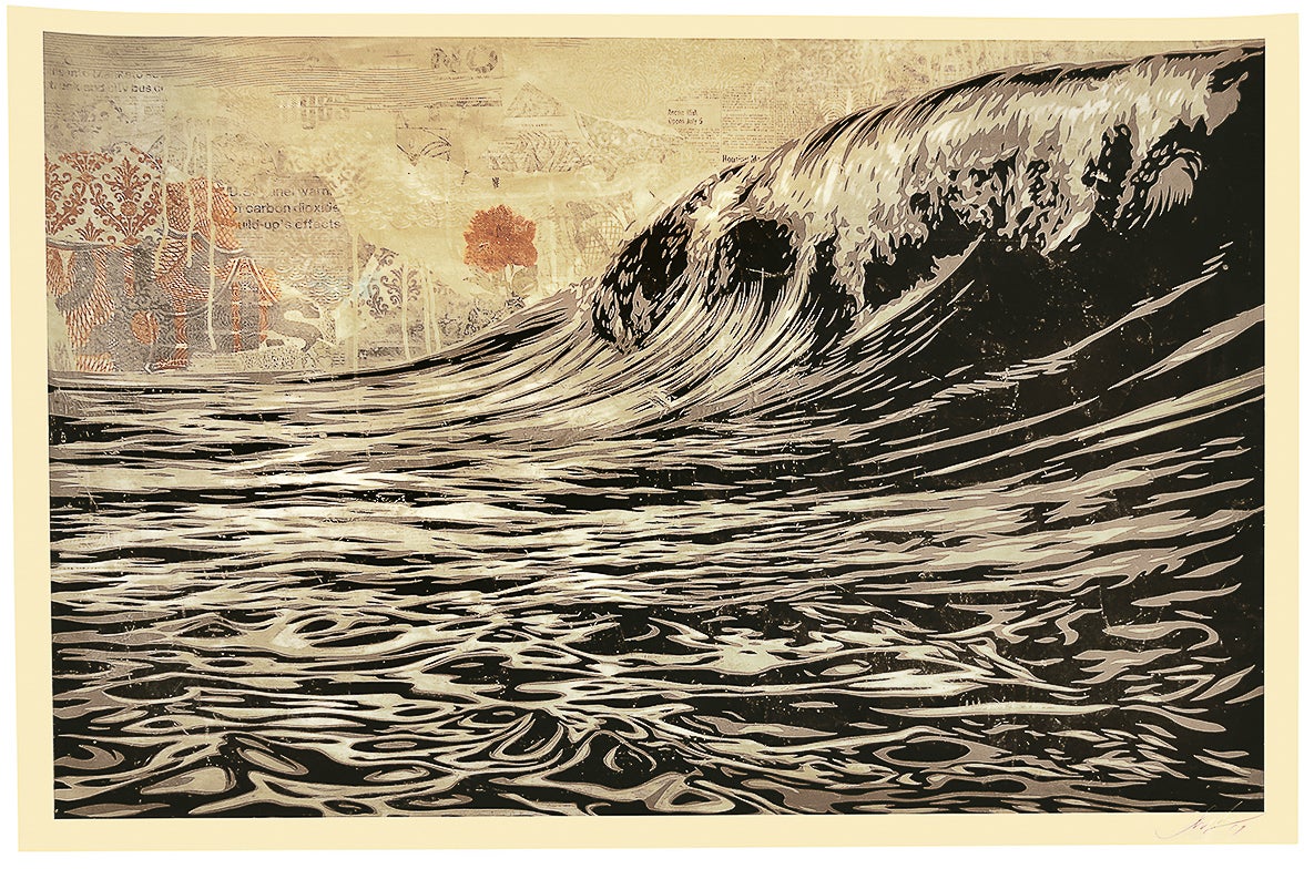 Un témoignage à la fois émouvant et percutant sur les conséquences environnementales des marées noires.
Signé à la main par Shepard Fairey en bas à gauche de l'impression.
Cette image a été créée par Shepard Fairey pour dénoncer la marée noire