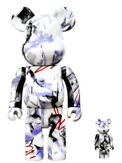 Futura Bearbrick Sculptures Set of 2 400% & 100%, Unique Pattern. Released 2017