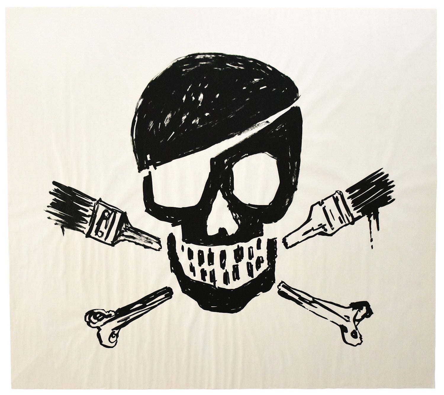 Banksy Skull and Paintbrushes Screenprint, Black, 2010