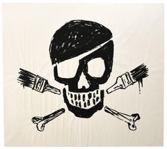 Sérigraphie « Skull and Paintbrushes » de Banksy, noire, 2010