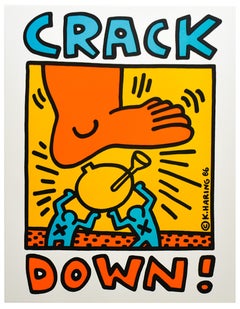 Keith Haring Crack Down Poster, Color Print, Contemporary, 1986