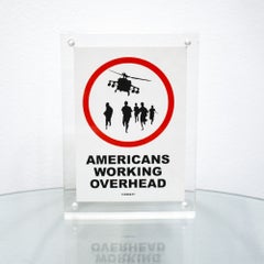 Banksy, « Americans Working Overhead 018/BNK/5Y », autocollant, encadré, art urbain, 2005