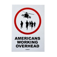 Banksy, « Americans Working Overhead 018/BNK/5Y », autocollant, encadré, art urbain, 2005