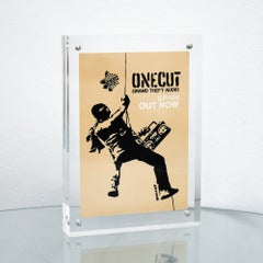 Banksy One Cut Grand Theft Audio Sticker, Framed, Street Art, 2000