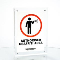 Autocollant « Banksy Authorised Graffiti Area 016/BNK/5Y », encadré, art urbain, 2004