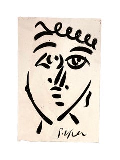 Portrait abstrait en noir et blanc sur panneau de Peter Keil  (n&b cb-052)