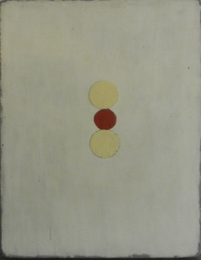 Yellow with 3 Cirlces, 1 Red - Mixed Media Art by Otis Jones