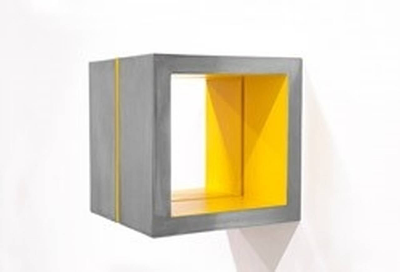 Split Cube (yellow) - Sculpture by Arno Kortschot