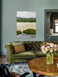 Marsh Light, Original acrylic marsh painting 48 x 36 inches, green, blue