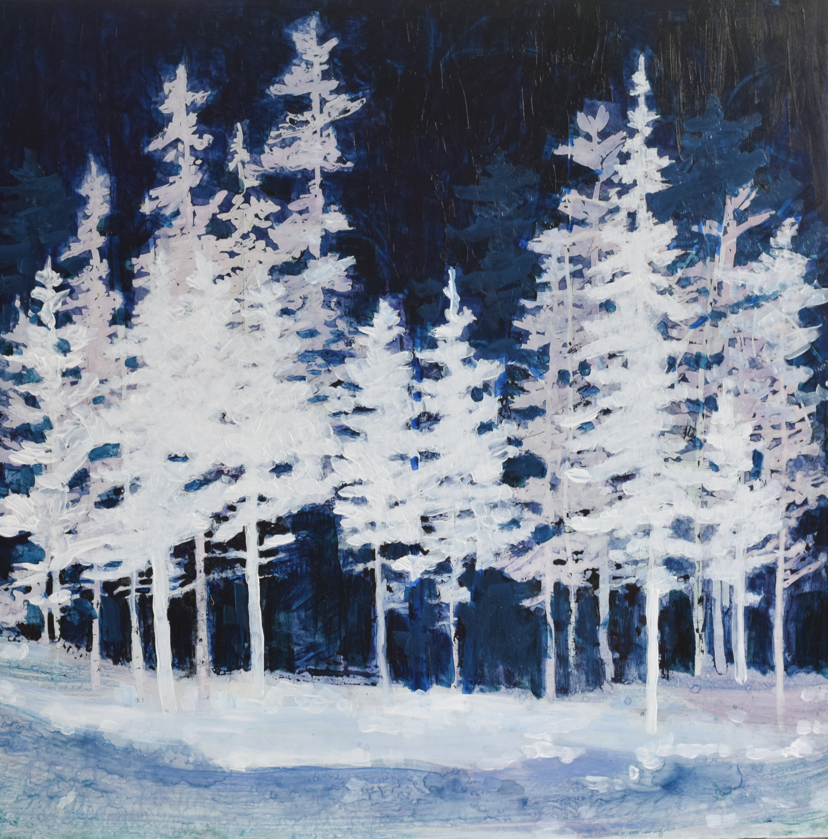 Winters Palette - Watercolor Dark Forest Painting