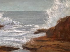 When The Night Takes A Deep Breath - Pastel Night Ocean Landscape with Moon