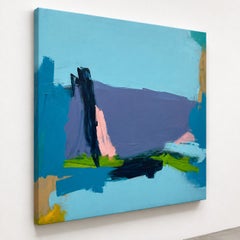 Lakeside - Blue Abstract Landscape Painting
