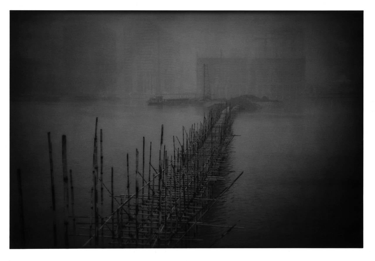 James Whitlow Delano Black and White Photograph - Bamboo bridge, Guangdong Province, China