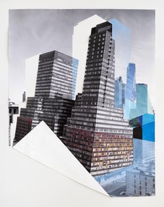 Fold, New York City, Color pencil and collage on digital print