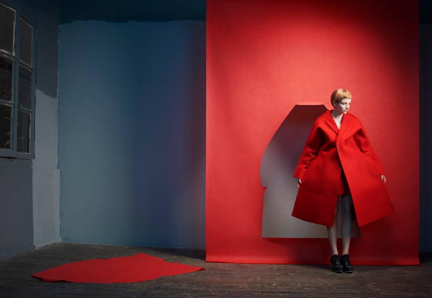 Sophie Delaporte Color Photograph - Paper Theater # 1, red, fashion, model