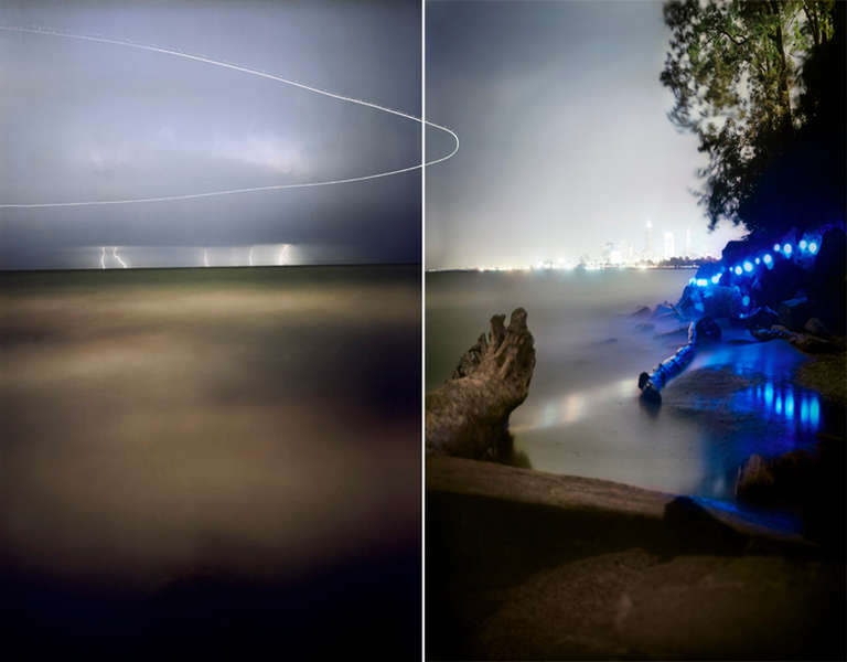 Barry Underwood Color Photograph - water, landscape, light, blue, Edgewater, Diptyque