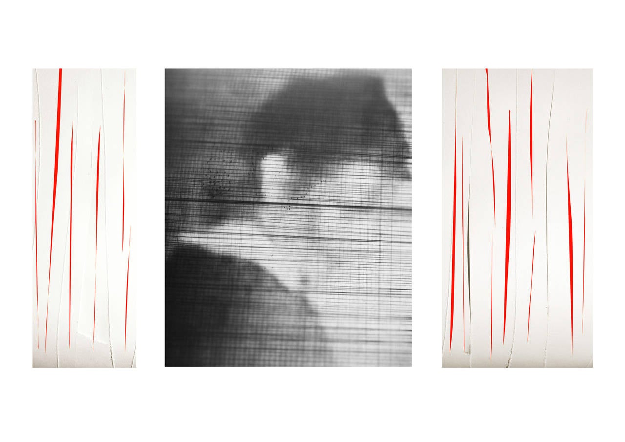 Eeva Hannula Black and White Photograph - Paper Wound (Triptych)