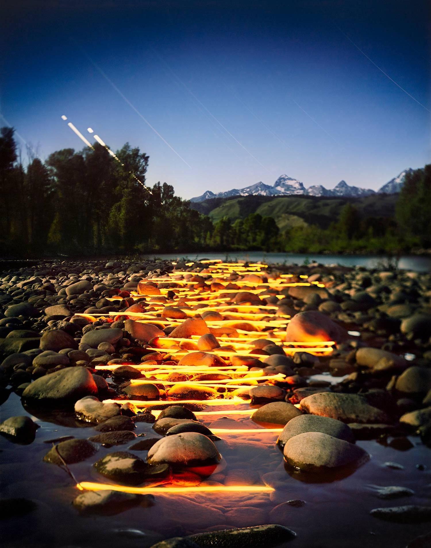 Barry Underwood Landscape Photograph - Landscape, mountain, stone, yellow, sun, light, Gros Ventre, 2015